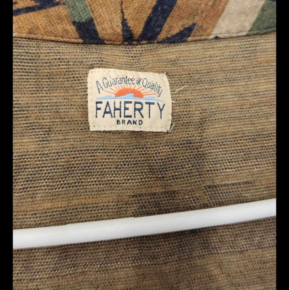 Women's Faherty Aztec Print Duster Sweater Cardigan Size Large XL - Picture 2 of 4